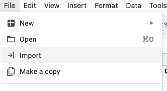 Google Sheets import option