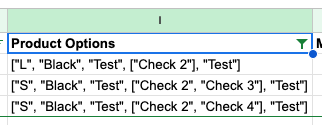 Google Sheets header with filter applied